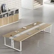 HOLGVE Conference Table, Long 62.9in/160cm Splicing Meeting Desk, for 4-6 People, Desktop Training Seminar Table, Rectangle Training Desk