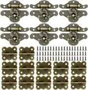 6Set Retro Design Jewelry Box Hinges and Antique Hasp Latch Decorative Cabinet