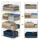 4-Tier Stackable Closet Organizers and Storage Basket, Foldable Closet Shelf ...