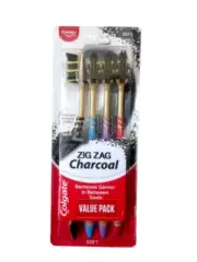 Colgate ZigZag Charcoal Toothbrush (Soft) NEW PACK - 4 Pcs | Deep clean