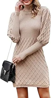 [Simplee Apparel] Simplee Women's Long Sleeve Bodycon Sweater Dress Cable Knit Turtleneck Sweater Dresses