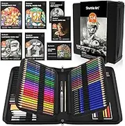 124 Pack Sketching and Drawing Pencils Set, Shuttle Art Sketch Art Pencil Set with 4 Drawing Pads, Graphite Pencils in Zipper Case, Colouring Pencils for Artist Sketching, Art Set for Adults, Beginner