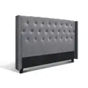 Artiss Bed Frame King Size Bed Head Headboard Bedhead Base Fabric Grey LUCA