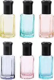 Healeved Portable 6ml Glass Roller Perfume Travel Bottle Empty Vials for Essential Oil Diy Fragrance Leakproof Cap Random