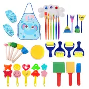 Catzon 32 Pcs Painting DIY Paint Sponges Tool Early Learn Set for Kids-Blue