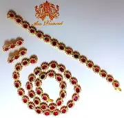 GIA Certified 67.20ct No Heat Ruby Diamond Necklace Bracelet Earrings Unheated+