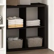 [Furinno] Cubic Open Back Multipurpose Clothing & Closet Storage Organizer Shelf, 4-Cube, Dark Oak