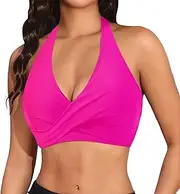 [Generic] Women's Bikini Swimsuits One Piece Tummy Control Solid Color Bathing Suit V Neck Twist Front Swim Suits