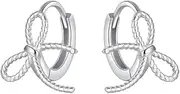 [Generic] Solid 925 Sterling Silver Bow Hoop Earrings for Women Small Bowknot Hoop Earrings Cartilage Helix Earrings