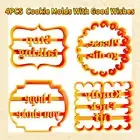 4 PCS Cookie Molds With Good Wishes Cookie Form W/Fun Irreverent Phrases Ho C6R2