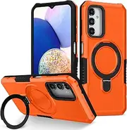 [YOUULAR] Stand Phone Case for Samsung Galaxy A14 5G 4G Hard PC+Soft TPU+Fulcrum Bracket Phone Case Shockproof Anti-Drop Protective Cover Samsung A14 Military Cases Bult-in Hidden Bracket Orange