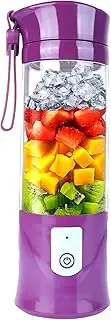 USB Electric Safety Juicer Cup, Fruit Juice mixer, Mini Portable Rechargeable/Juicing Mixing Crush Ice and Blender Mixer,420-530ml Water Bottle (Purple)