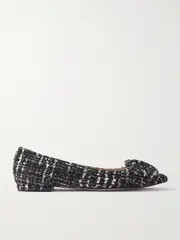 [Gianvito Rossi] Gianvito Rossi - Venezia Bouclé-tweed Point-toe Flats - Black - IT41 IT 41 Black