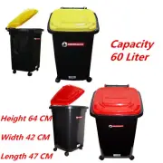 60L Redback Heavy Duty Toy Plastic Storage Wheelie Trash Container Rubbish Bins