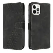 pro max Case PU Leather Flip Cover Magnetic Clasp Design Wallet Card Slots Stand Case - Black