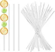 50 Pcs Acrylic Lollipop Sticks 8 Inch Cake Pop Sticks Clear Round Stir Rod Reusable Cake Topper Sticks Acrylic Strip for Making Candy Dessert Lollipops Cake Cookie Pop Sticks DIY (3mm Diameter)