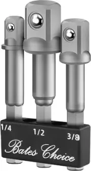 Bates- Impact Socket Adapter Set, 3 pcs, Silver, 1/4", 3/8", 1/2", Hex Shank,