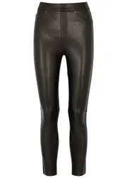 Spanx Black Faux Stretch-leather Leggings - XL XL