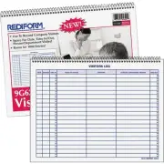 Rediform Visitors Log Book 1000 Entries Wire 50 Pgs 11"x8-1/2" White 9G620