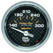 Autometer Carbon Fiber Oil Temp Gauge Electric - 140 - 300 F, 2 1/16 Inch, Short Sweep, AU4748