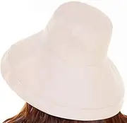 [LAIFEKE] Women's Cotton Beach Sun Hat with Wide Fold-Up Brim Bucket Hat Red