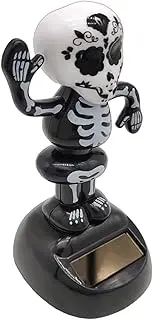 Dashboard Bobbles Head Skeleton, Solar Powered Skull Figurine Shaking Head, Halloween Bobble Toy for Car, Desk, Offices, Trick or Treat Parties, Spooky Holiday Decor, Creepy Ornament Displays, Gifting