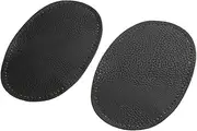 MagiDeal Pair Of Leather Oval Sew On Elbow Knee Patches - Black