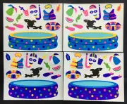 Mrs. Grossman’s POOL TOYS Stickers. 4 Squares. 1997. Retired.