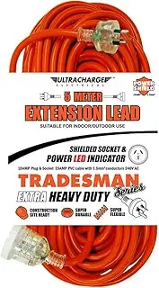 Tradesman Heavy Duty Extension Lead, 5m Length, Red, Male-to-Female Connector