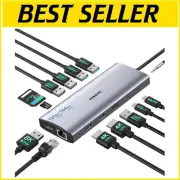 Multi-Display USB-C Hub: 14-in-1 with 4K HDMI, SD Reader, and Gigabit Ethernet