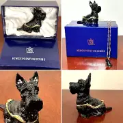 New KINGSPOINT Brass Enamel & Crystal Scottish Terrier Scottie Dog Trinket Box