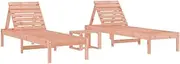 Camping Sunloungers Reclining Patio ChairsSun Loungers 2 pcs with Table Solid Wood Douglas