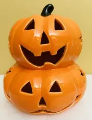 HALLOWEEN PUMPKINS LIGHT UP DOUBLE JACK-O-LANTERNS STACKED