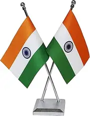 Indian Criss-Cross Miniature Table Flags with A Square Base Chrome