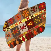 Yellow to Red Aztec Pattern Microfiber Beach Towel