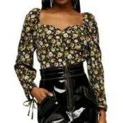 NWT Topshop Floral Ruffle Sleeve Cottagecore Long Sleeve Peasant Blouse 4