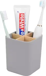 Bamboo Toothbrush Holder for Bathrooms, 4 Slots Toothbrush and Toothpaste Holder