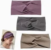 DACUAN Turban Headwraps for Women, 3 Pack Non Slip Twist Hair Bands for Short & Long Hair Criss Cross Elastic Twisted Head Wrap Knotted Hair Band, Fashion Summer Hair Accessories