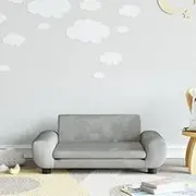 Kids Sofa - Light Grey Velvet - Durable Pine Frame - 70x45x33 cm - Comfortable Foam Padding - Safe Design for Ages 3-6 - Stylish Children's Couch with Modern Look