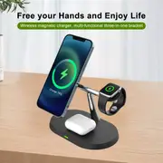 BUCKKO 3 in 1 Wireless Charging Station Compatible with Magsafe- iPhone - iWatch -Airpod Charging Station (White,Black)