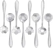 16 Pieces Stainless Steel Flower Coffee Spoon Set - Dessert, Sugar, Ice Cream, Stirring, Tea, Milkshake Spoons for Tableware, Kitchen, Cafe or Bar