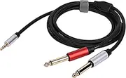 3.5mm to Dual 6.35mm Cable,1/8 Inch TRS Male to Dual 1/4 Inch TS Male Mono Stereo Y Splitter Cable for Phone, PC, Computer Amplifiers/Mixer Audio (5 Meters)