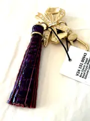 BRAHMIN Crystal Bow Bag Purse Charm Leather Tassel Royal Purple Melbourne