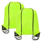 Drawstring Backpack Bags, 2 Pack Sports Cinch Sack, Fluorescent Green