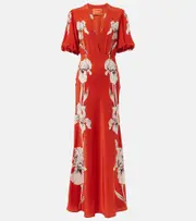 [La DoubleJ] La DoubleJ Marlene floral silk maxi dress UK 14 orange