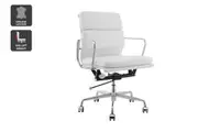 Matt Blatt Eames Premium Replica Low Back Soft Pad Office Chair Genuine Leather (White/Chrome)