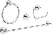 Grohe 40823001 Essentials Metal 27.17-in. 4-in-1 Master Bathroom Accessories Set, Starlight Chrome