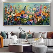 Mintura Handmade Texture Flower Oil Paintings On Canvas Wall Art Decoration Modern Abstract Picture For Home Decor Rolled Frameless Unstretched Painting