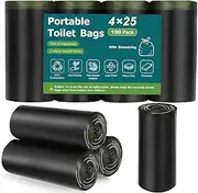 Portable Toilet Bags with Drawstring, Camping Toilet Bags 8 Gallon Leak-Proof Trash Bags, 100% Biodegradable Bucket Toilet bags, Compostable Trash Bags for Adults Camping Hiking Outdoor Boating Travel