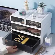 Large Desktop Storage Box Stackable Desk Organiser Storage Desktop Drawers, Desk Supplies Storage Organizer for Office, Dorm, Bathroom